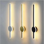 Black Gold Linear LED Wall Sconce – Touch Control Dimmable, Bedroom, Hallway, Hotel, Boutique, Vertical Strip, Modern Luxury