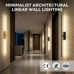 Black Gold Linear LED Wall Sconce – Touch Control Dimmable, Bedroom, Hallway, Hotel, Boutique, Vertical Strip, Modern Luxury