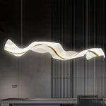 Gold & White Sculptural Wave Pendant Light – Art Deco, Dining Room, Kitchen Island, Tea Table, Acrylic, Dimmable LED Ceiling Light