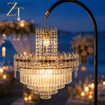 Crystal LED Event Chandelier with Adjustable Height – Wedding, Ballroom, Foyer, Hotel Lobby, Tunable White, Freestanding or Ceiling Mount