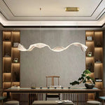 Gold & White Sculptural Wave Pendant Light – Art Deco, Dining Room, Kitchen Island, Tea Table, Acrylic, Dimmable LED Ceiling Light