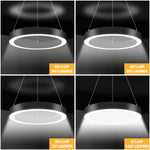 Modern Ring LED Chandelier with 3 Color Temps – Dimmable, Living Room, Hotel, Dining Room, Entryway, Minimalist, 40cm Halo