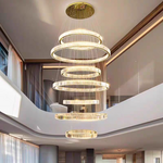 Large Architectural Ring LED Chandelier – Hotel Lobby, Villa Atrium, High Ceiling, Commercial, Bronze, 70cm, Modern Circular