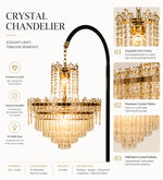 Crystal LED Event Chandelier with Adjustable Height – Wedding, Ballroom, Foyer, Hotel Lobby, Tunable White, Freestanding or Ceiling Mount
