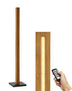 Solid Wood LED Corner Floor Lamp for Bedroom – Dimmable Remote, Stepless Dimmer, Walnut, Natural Ash, Scandinavian, 3 Finishes