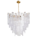 24" 9-Light Five-Tier Cascading Glass Chandelier for Dining Room – Clear Ripple Glass, Foyer, Luxury, Statement, Handcrafted
