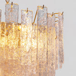 24" 9-Light Five-Tier Cascading Glass Chandelier for Dining Room – Clear Ripple Glass, Foyer, Luxury, Statement, Handcrafted