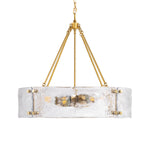 24" 6-Light Hammered Glass Chandelier for Dining Room – Handcrafted Clear Glass, Foyer, Living Room, Luxury, Statement Piece