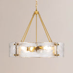 24" 6-Light Hammered Glass Chandelier for Dining Room – Handcrafted Clear Glass, Foyer, Living Room, Luxury, Statement Piece