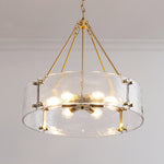 24" 6-Light Hammered Glass Chandelier for Dining Room – Handcrafted Clear Glass, Foyer, Living Room, Luxury, Statement Piece