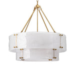 32" 12-Light Two-Tier Frosted Glass Chandelier for Dining Room – Large Statement, Foyer, Living Room, Handcrafted, White Glass