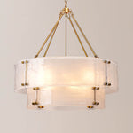 32" 12-Light Two-Tier Frosted Glass Chandelier for Dining Room – Large Statement, Foyer, Living Room, Handcrafted, White Glass