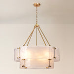 32" 12-Light Two-Tier Frosted Glass Chandelier for Dining Room – Large Statement, Foyer, Living Room, Handcrafted, White Glass
