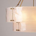 32" 12-Light Two-Tier Frosted Glass Chandelier for Dining Room – Large Statement, Foyer, Living Room, Handcrafted, White Glass