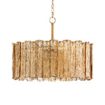 24" 8-Light Cognac Glass Chandelier for Dining Room – Warm Amber, Wavy Glass, Foyer, Living Room, Statement, Handcrafted