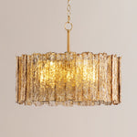 24" 8-Light Cognac Glass Chandelier for Dining Room – Warm Amber, Wavy Glass, Foyer, Living Room, Statement, Handcrafted