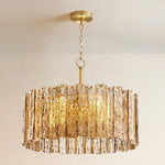 24" 8-Light Cognac Glass Chandelier for Dining Room – Warm Amber, Wavy Glass, Foyer, Living Room, Statement, Handcrafted