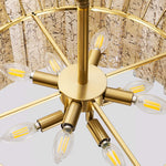 24" 8-Light Cognac Glass Chandelier for Dining Room – Warm Amber, Wavy Glass, Foyer, Living Room, Statement, Handcrafted