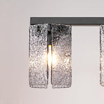 5-Light Linear Glass Chandelier for Kitchen Island – Smoky Gray Water-Ripple Shades, Dining Room, Modern, Handcrafted