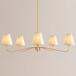 Large 47" 5-Light Antique Bronze Chandelier for Dining Room – Folded Fabric Shades, Foyer, Living Room, Statement, Traditional