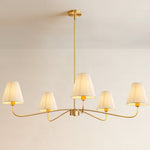 Large 47" 5-Light Antique Bronze Chandelier for Dining Room – Folded Fabric Shades, Foyer, Living Room, Statement, Traditional