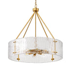 30" 8-Light Clear Ribbed Glass Chandelier for Dining Room – Textured Statement, Foyer, Living Room, Luxury, Modern, Handcrafted