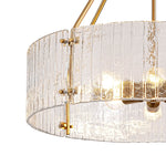30" 8-Light Clear Ribbed Glass Chandelier for Dining Room – Textured Statement, Foyer, Living Room, Luxury, Modern, Handcrafted