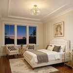 3-Light Ribbed Clear Glass Flush Mount Ceiling Light for Dining Room – Handcrafted, Premium, Bedroom, Living Room, Modern