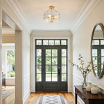 3-Light Ribbed Clear Glass Flush Mount Ceiling Light for Dining Room – Handcrafted, Premium, Bedroom, Living Room, Modern