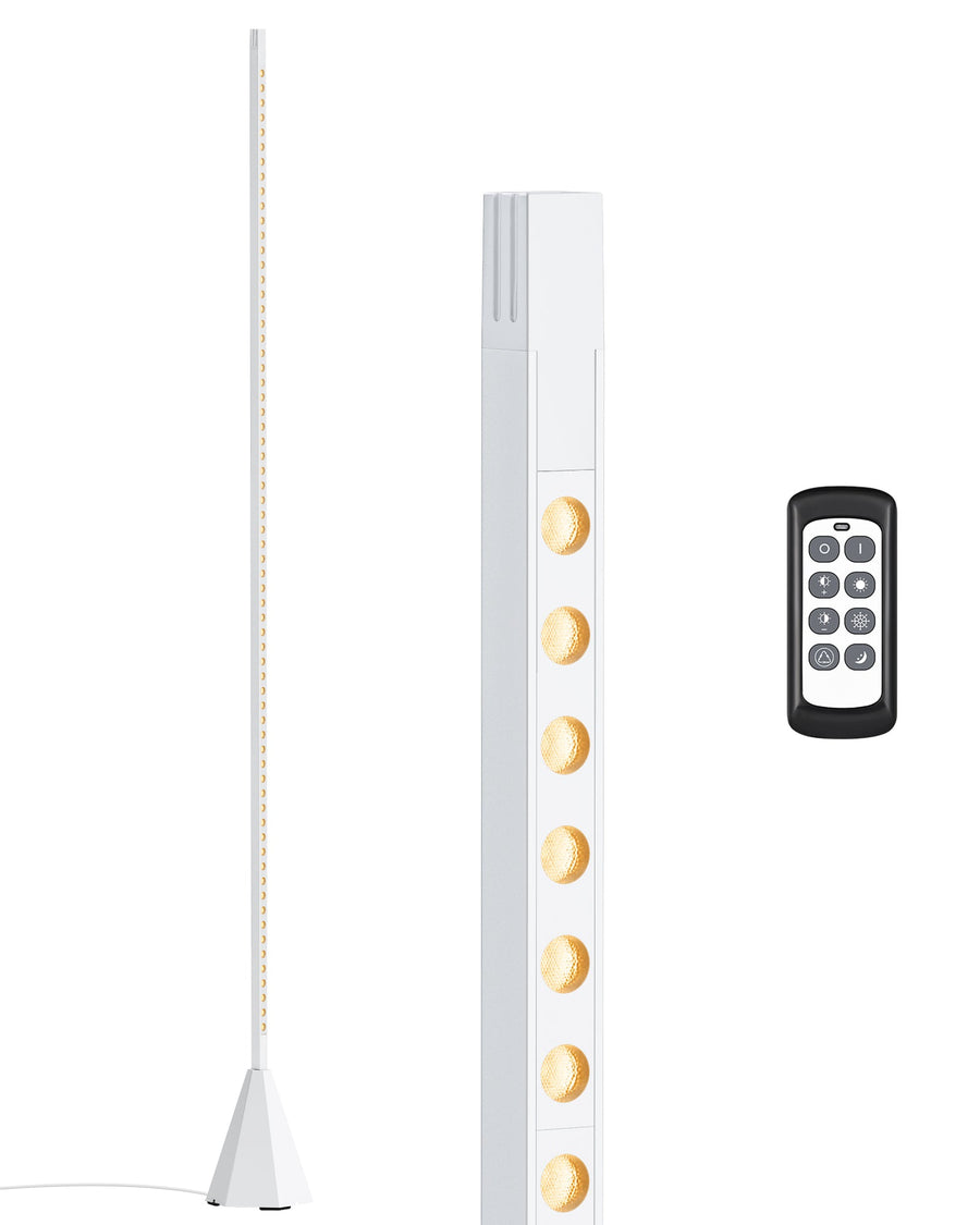 Gesture Control LED Corner Floor Lamp for Living Room – Remote, Dimmable, Bedroom, No Bulb Needed, Minimalist, Smart, White