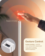 Gesture Control LED Corner Floor Lamp for Living Room – Remote, Dimmable, Bedroom, No Bulb Needed, Minimalist, Smart, White