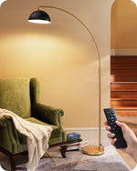 78" Mid-Century Arc Floor Lamp for Living Room – Dimmable Remote, Adjustable Head, Bedroom, Reading, Bulb Included, 2 Finishes