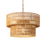 Boho 4-Light Two-Tier Rope Chandelier for Dining Room – Cross-Woven Paper Rope, Kitchen Island, Eco-Friendly, Coastal, Organic