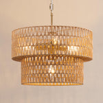 Boho 4-Light Two-Tier Rope Chandelier for Dining Room – Cross-Woven Paper Rope, Kitchen Island, Eco-Friendly, Coastal, Organic
