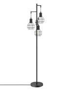 65" Farmhouse Industrial Tree Floor Lamp for Living Room – Diamond Cage Shades, Dimmable LED, Bedroom, Black or Gold, 3-Light