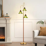 69" Vintage 3-Light Tree Floor Lamp for Living Room – Glass Floral Shades, Bedroom, Mid-Century, Eclectic, Bohemian Corner