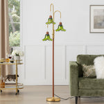 69" Vintage 3-Light Tree Floor Lamp for Living Room – Glass Floral Shades, Bedroom, Mid-Century, Eclectic, Bohemian Corner