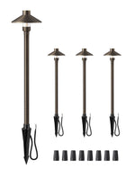 22" Tall Solid Brass Landscape Pathway Lights for Garden – 12V Wired, 4 or 6 Pack, IP65, G4 Bulb Included, Premium Bronze