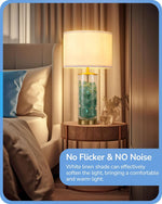 DIY Fillable Glass Table Lamps Set of 2 for Bedroom – White Linen Shade, Nightstand, Coastal, Bohemian, Creative, Customizable