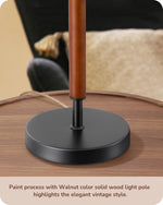Mid-Century Solid Wood Table Lamps Set of 2 for Bedroom – Pull Chain, Black, Linen Shade, Nightstand, Living Room, Home Office