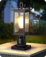 Dusk to Dawn Outdoor Post Light for Driveway – Water Ripple Glass, Pier Mount, Aluminum, IP65, Garden Entrance, E26