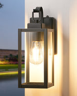 Square Matte Black Dusk to Dawn Outdoor Wall Lantern for Front Door – Auto Sensor, IP65, Garage, Porch, Modern Farmhouse