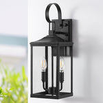 19" Bold Black Glass Dusk to Dawn Outdoor Wall Lantern for Front Door – Matte Black, IP65, Garage, Porch, Industrial Modern