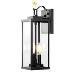 16" Compact Matte Black Dusk to Dawn Outdoor Wall Lantern – Clear Glass, IP65, Side Door, Gate, Porch, Garage, E26 Auto