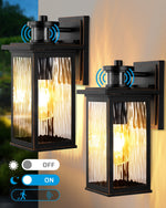 Dusk to Dawn Outdoor Wall Lights with Motion Sensor for Front Door – 2 Pack, IP65, Garage, Porch, Farmhouse, E26, Security