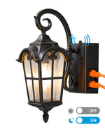 Dusk to Dawn Outdoor Wall Lantern with GFCI Outlet – Front Door, Garage, Porch, Classic Black, IP65, Power Outlet, E26