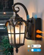 Dusk to Dawn Outdoor Wall Lantern with GFCI Outlet – Front Door, Garage, Porch, Classic Black, IP65, Power Outlet, E26