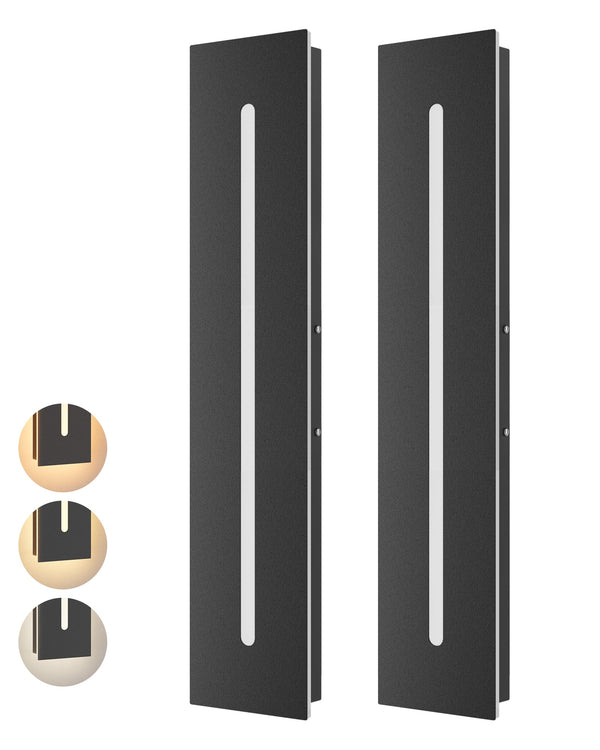 Linear LED Outdoor Wall Sconce for Garage – 2 Pack, Dimmable 3CCT, IP65, 23.6" or 39.4", Modern, Porch, Architectural