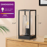 Touch Control Dimmable Table Lamp for Bedroom – Dual USB Ports, Clear Glass Shade, 4 Dimmer Levels, Nightstand, Charging