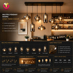 6-Light Smoke Gray Glass Cluster Pendant Light – Kitchen Island, Bar, Dining Room, Restaurant, Nordic Style, Mixed Shape, LED